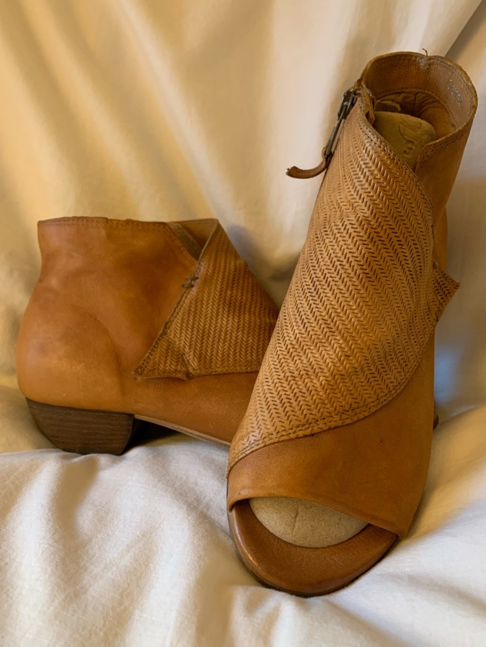 Miz Mooz 'Camp' open toe genuine leather ankle boots